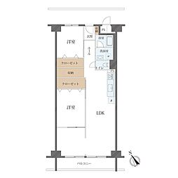シャルマンコーポ博多 2SLDKの間取図画像