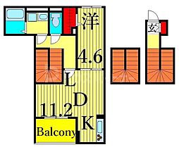 JR総武線 小岩駅 徒歩12分の賃貸アパート 3階1LDKの間取り