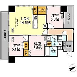 東京メトロ東西線 葛西駅 徒歩5分の賃貸マンション 3階3LDKの間取り