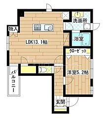 JR総武線 新小岩駅 徒歩4分の賃貸マンション 4階1LDKの間取り