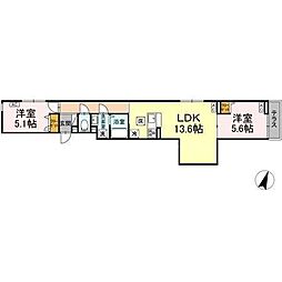 都営新宿線 瑞江駅 徒歩11分の賃貸アパート 1階2LDKの間取り