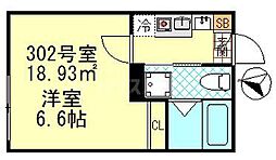 京成押上線 四ツ木駅 徒歩2分の賃貸アパート 3階1Kの間取り