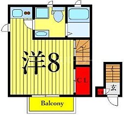 都営新宿線 篠崎駅 徒歩13分の賃貸アパート 2階ワンルームの間取り