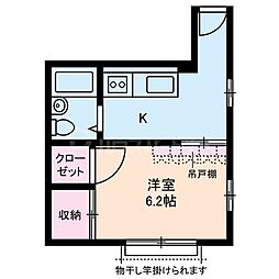 JR総武線 新小岩駅 徒歩11分の賃貸マンション 3階1Kの間取り