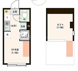 京成本線 江戸川駅 徒歩12分の賃貸アパート 1階ワンルームの間取り