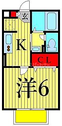 都営新宿線 篠崎駅 徒歩8分の賃貸アパート 1階1Kの間取り