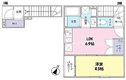 JR総武線 新小岩駅 徒歩6分の賃貸アパート 2階1DKの間取り
