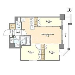 都営新宿線 瑞江駅 徒歩8分の賃貸マンション 2階3LDKの間取り