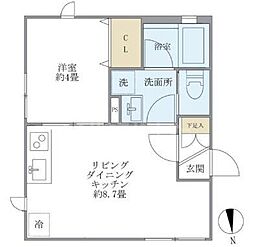 JR総武線 新小岩駅 徒歩4分の賃貸マンション 4階1LDKの間取り