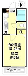 都営新宿線 一之江駅 徒歩10分の賃貸アパート 2階1Kの間取り