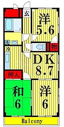 都営新宿線 瑞江駅 徒歩5分の賃貸マンション 4階3DKの間取り