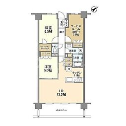 都営新宿線 船堀駅 徒歩10分の賃貸マンション 1階2SLDKの間取り