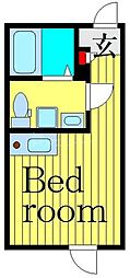 京成押上線 四ツ木駅 徒歩7分の賃貸マンション 2階ワンルームの間取り