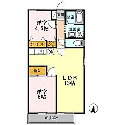 京成本線 江戸川駅 徒歩21分の賃貸アパート 2階2LDKの間取り