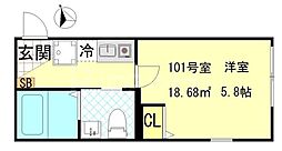 JR総武線 平井駅 徒歩7分の賃貸アパート 1階1Kの間取り