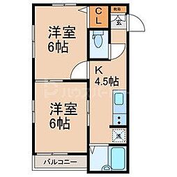都営新宿線 篠崎駅 徒歩11分の賃貸マンション 1階2Kの間取り