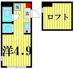 JR総武線 小岩駅 徒歩6分の賃貸アパート 2階ワンルームの間取り