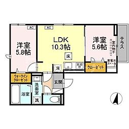 都営新宿線 一之江駅 徒歩10分の賃貸アパート 1階2LDKの間取り