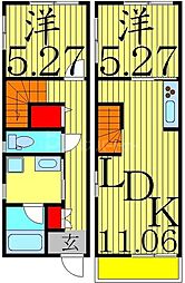 京成本線 京成高砂駅 徒歩5分の賃貸テラスハウス 1階2LDKの間取り