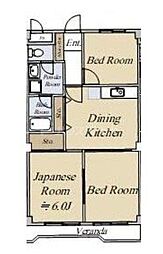 都営新宿線 船堀駅 徒歩19分の賃貸マンション 3階3DKの間取り