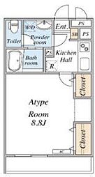 京成本線 京成小岩駅 徒歩8分の賃貸マンション 1階1Kの間取り