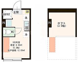 JR総武線 小岩駅 徒歩5分の賃貸アパート 1階ワンルームの間取り