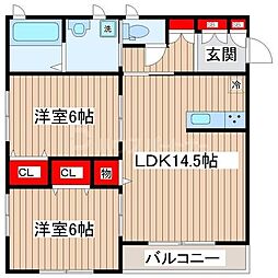 JR総武線 小岩駅 徒歩15分の賃貸マンション 1階2LDKの間取り