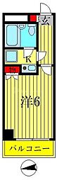 京成押上線 四ツ木駅 徒歩6分の賃貸マンション 2階ワンルームの間取り