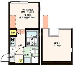 JR総武線 小岩駅 徒歩9分の賃貸アパート 1階1Kの間取り