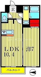 京成押上線 京成立石駅 徒歩15分の賃貸マンション 2階1LDKの間取り