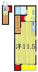 京成本線 京成小岩駅 徒歩14分の賃貸アパート 2階ワンルームの間取り