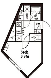 京成押上線 青砥駅 徒歩5分の賃貸マンション 2階1Kの間取り