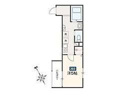 JR総武線 平井駅 徒歩8分の賃貸アパート 2階1Kの間取り