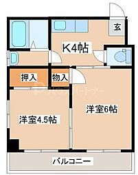 JR総武線 新小岩駅 徒歩8分の賃貸マンション 1階2DKの間取り
