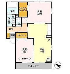 JR総武線 小岩駅 徒歩28分の賃貸アパート 2階2LDKの間取り