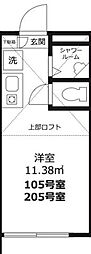 JR総武線 平井駅 徒歩7分の賃貸アパート 1階ワンルームの間取り