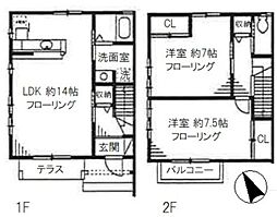 都営新宿線 船堀駅 徒歩15分の賃貸アパート 1階2LDKの間取り