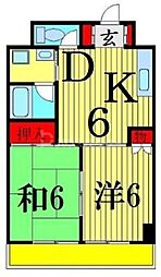 京成押上線 四ツ木駅 徒歩13分の賃貸マンション 3階2DKの間取り