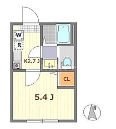 JR総武線 小岩駅 徒歩10分の賃貸アパート 2階1Kの間取り