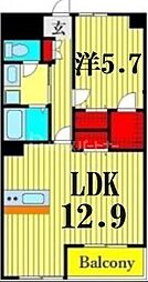都営新宿線 船堀駅 徒歩9分の賃貸マンション 7階1LDKの間取り