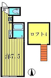 京成本線 京成小岩駅 徒歩7分の賃貸アパート 1階ワンルームの間取り