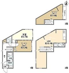 JR総武線 新小岩駅 徒歩21分の賃貸テラスハウス 1階3LDKの間取り