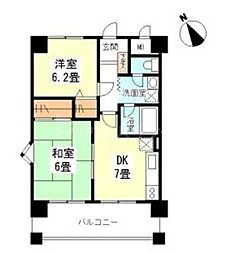 JR総武線 新小岩駅 徒歩10分の賃貸マンション 3階2DKの間取り