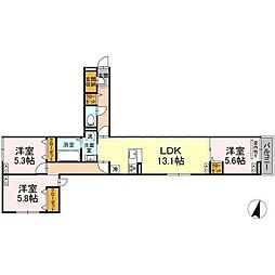 セレスティア江戸川II 3LDKの間取図画像