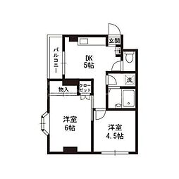 メゾン南小岩2 2DKの間取図画像