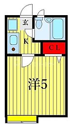 リバーサイドホワイトハウス 1Kの間取図画像