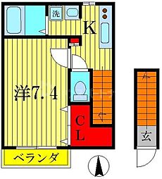 セレ四ツ木 1Kの間取図画像
