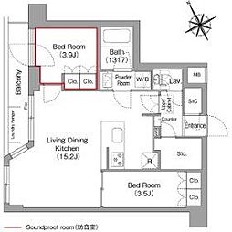 コンフォリア・リヴ平井MUTIO 2LDKの間取図画像