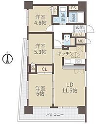 パテラ大和 2SLDKの間取図画像