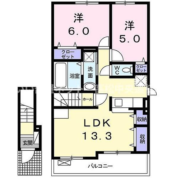 シャインヴァルトＡ 204｜香川県観音寺市坂本町3丁目(賃貸アパート2LDK・2階・58.04㎡)の写真 その2